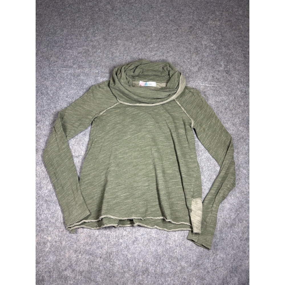 FP‎ BEACH Heather Green Long Sleeve Cowl Neck Pullover Women's OS  Boho SEE
